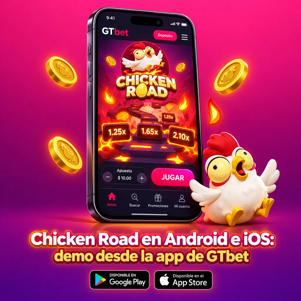 Chicken Road abierto en un móvil desde la app de GTbet