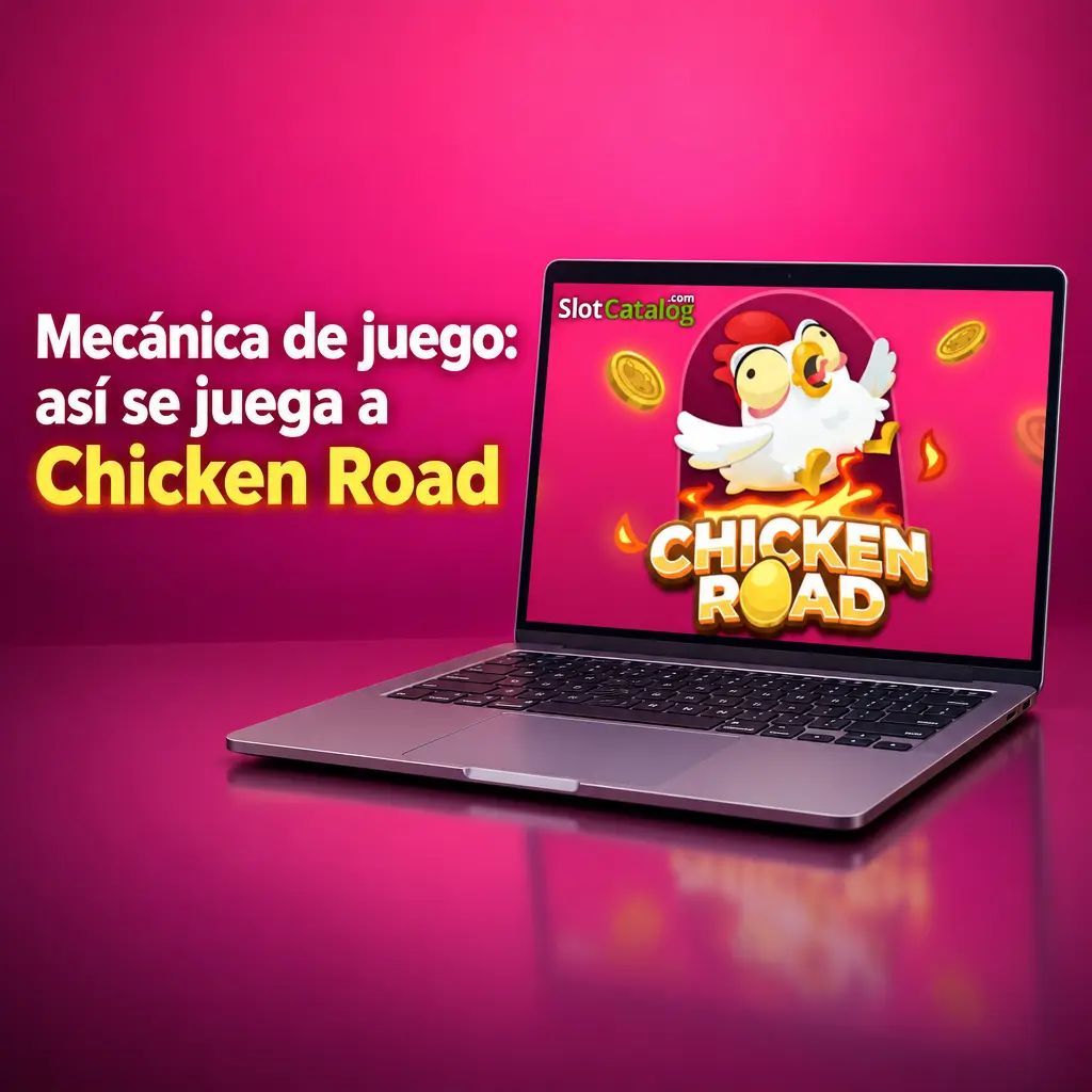 Campo de juego de Chicken Road con la gallina cruzando los carriles de la carretera