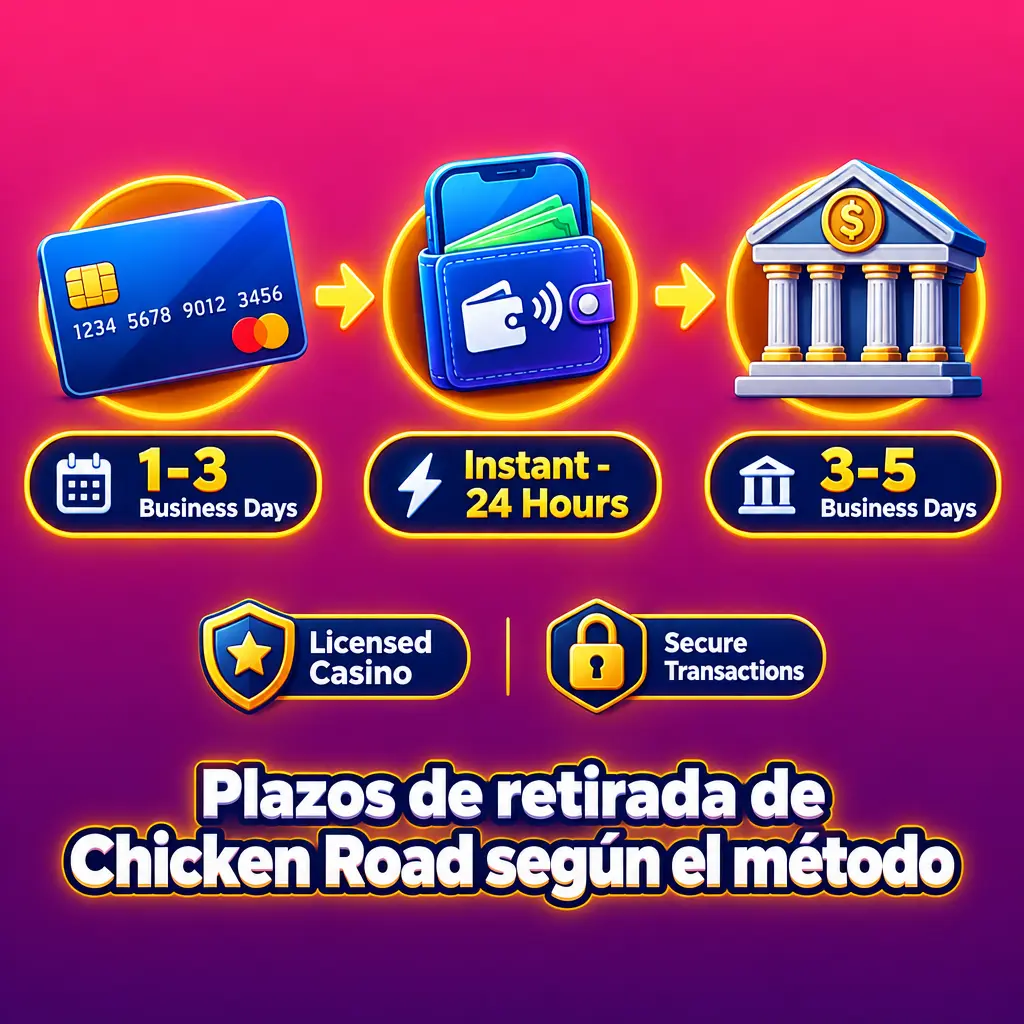 Plazos de retirada de Chicken Road según el método de pago